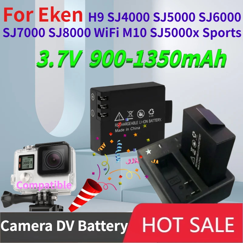 900-1350mAh Rechargeable Li-ion Battery for Eken H9 SJ4000 SJ5000 SJ6000 SJ7000 SJ8000 WiFi M10 SJ5000x Sports Action Camera DV