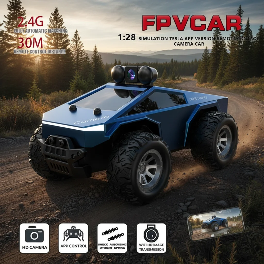 

KF29 1:28 Rc Car With FPV Camera Wifi Real-time Transmission High-Speed Off-Road 2.4G Remote Control Cars Tesla Model Toy Gifts