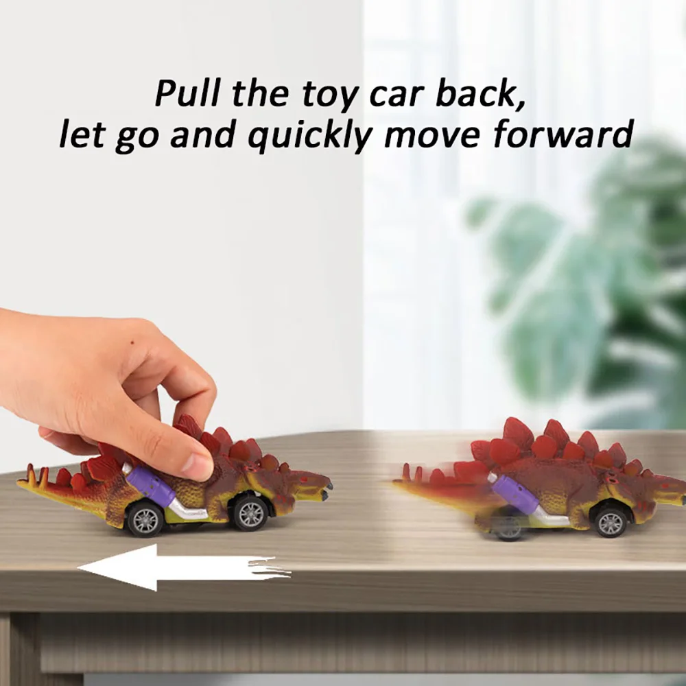 Dinosaurio Pull Back Car Toys para niños y niñas, Stegosaurus, Triceratops, pterosauro, modelo de dinosaurio, vehículo inercial, juguetes para niños