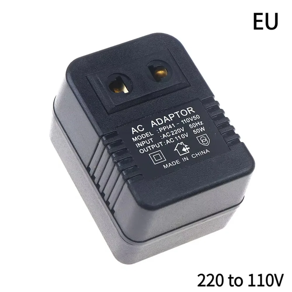 1Pcs EU US Plug Step Down Transformer AC 220-240V to 110-120V Rated Power Voltage Converter Auto Coupling Winding Black