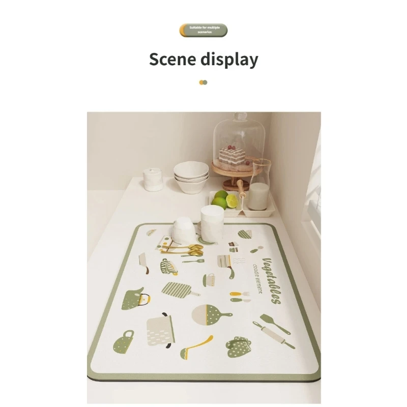  Dish Drying Rack Mat Quick Dry Nonslip Backing For Kitchen Countertop Sink Pad