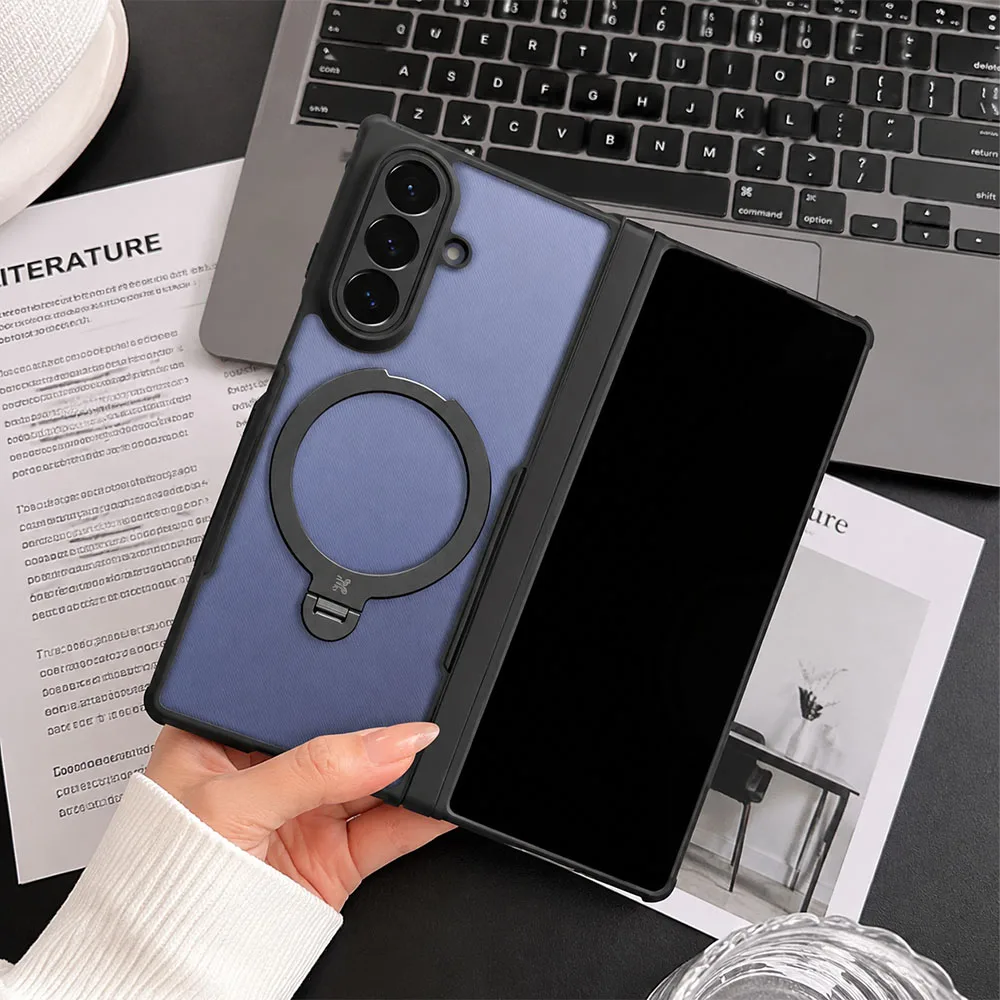 Xundd For Samsung Galaxy Z Fold 8 Ultra Case PC+TPU Clear Funda Capinha Shockproof Airbag Case Magnetic Stand Kickstand Cover