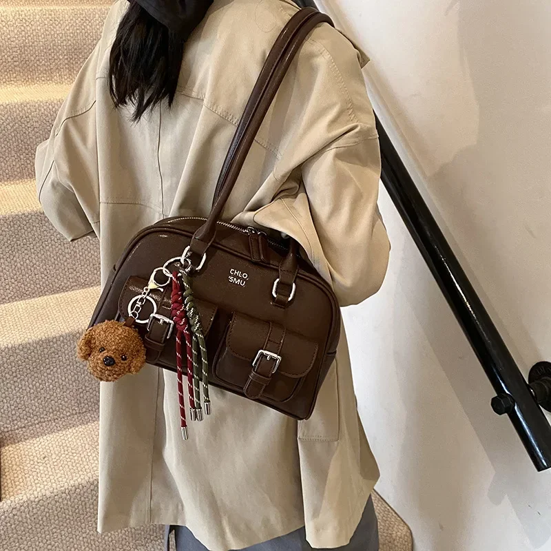 

New Women Girl Pillow Shoulder Bag Vintage Boston Bag with Commuter Underarm Shoulder Clutch Handbag