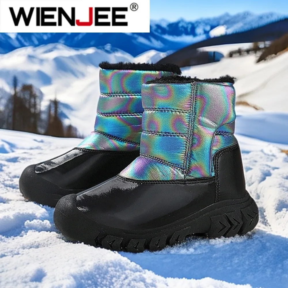 

Зимние зимние сапоги для детей, теплая непромокаемая детская обувь на плюшевой подкладке для девочек, уличные ботинки для мальчиков-подростков с нескользящей подошвой