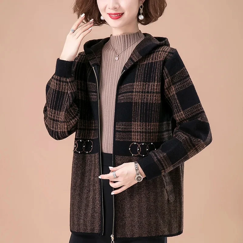 

Mid Aged Women Jacket Autumn Winter 2023New Fashion Imitate Mink Velvet Coat Female Casual Mid Long Woolen Outerwear Ladies Tops