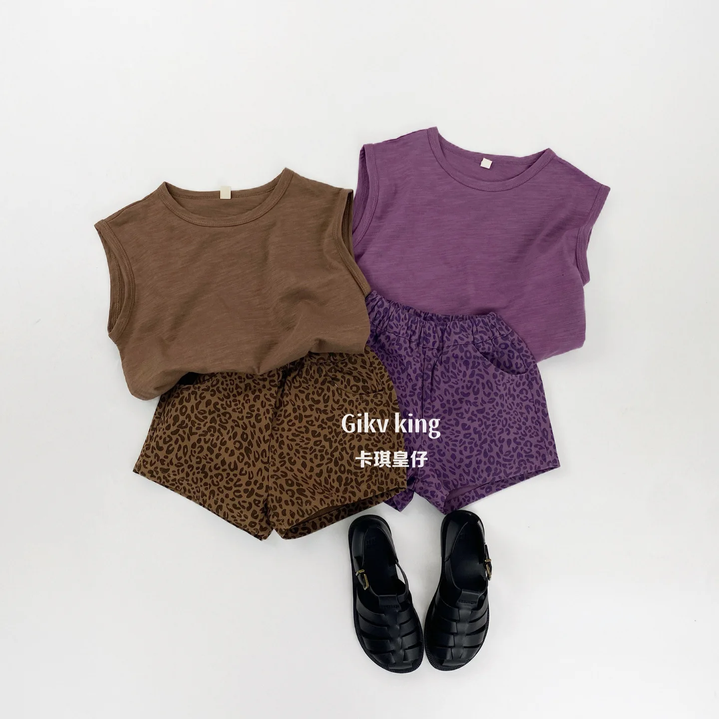 leopard print Korean  children's shorts 2026 summer new item for boys and girls thin casual three part pants baby pants