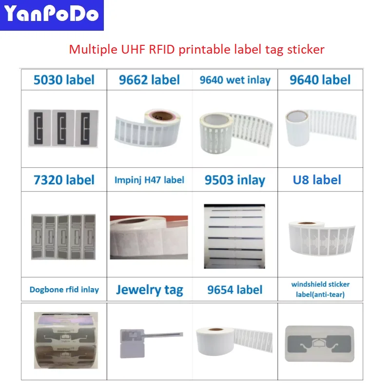 10PCS 860-960MHz Long Range EPC Gen2 U8 Alien H9 Impinj M730 Chip UHF RFID Tag Adhesive Sticker ISO18000 6C RFID UHF Wet Inlay