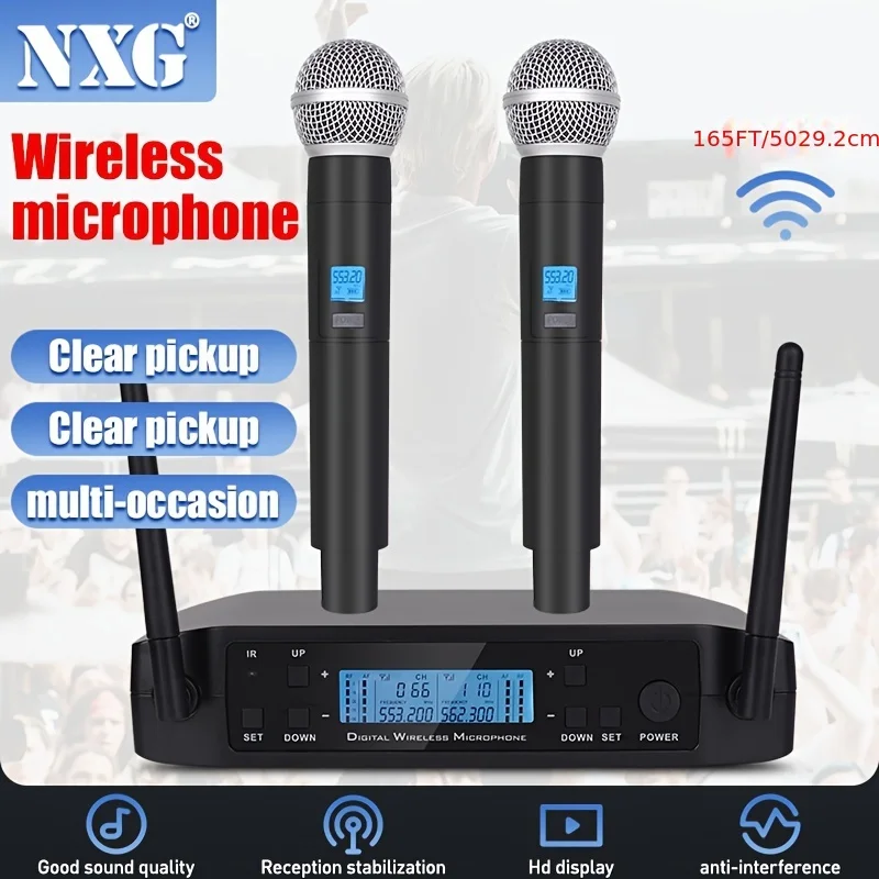 nxg-wireless-microphone-system-for-karaoke-church-uhf-handheld-mics-with-receiver-clear-sound-easy-setup-for-party-events