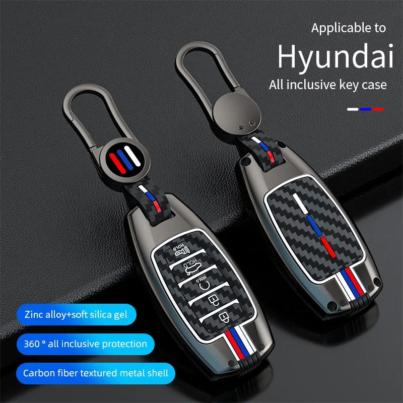 

Zinc Alloy Car Key Case For Hyundai Palisade Grandeur Azera Elantra GT Kona 2018 2019 Remote Fob Protector Cover Accessories