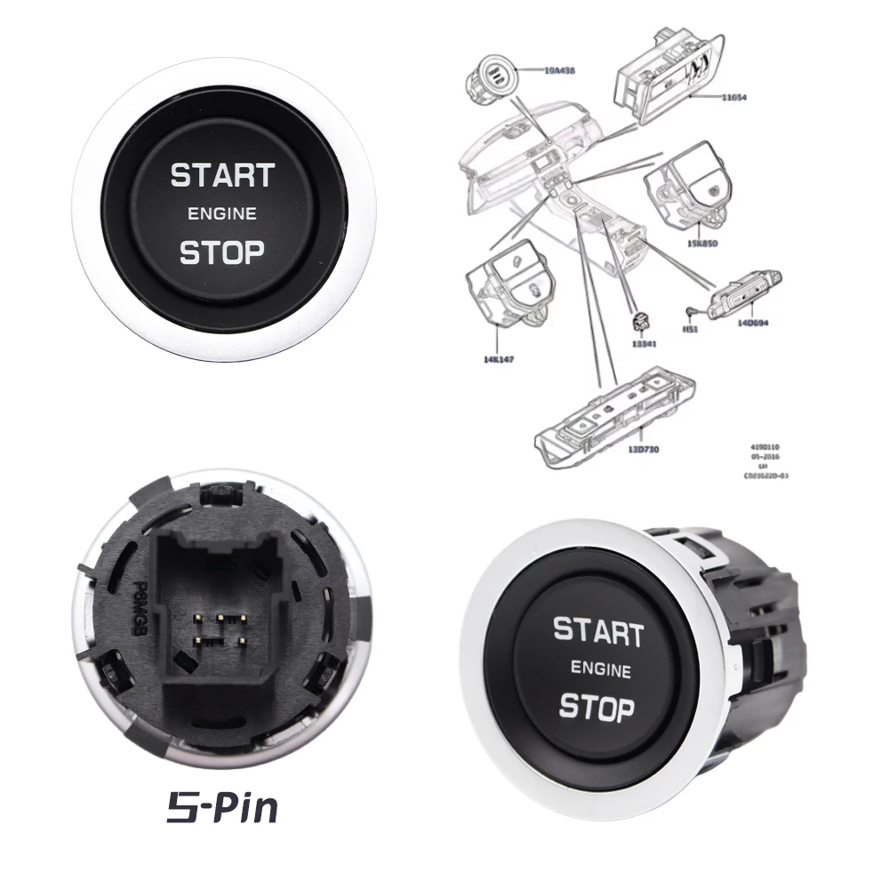 LR070381 Car Start Stop Switch Push Button For Land 2016 - 2021 Rover Discovery 5 Range Rover Sport Velar L560 L405 L494 L462