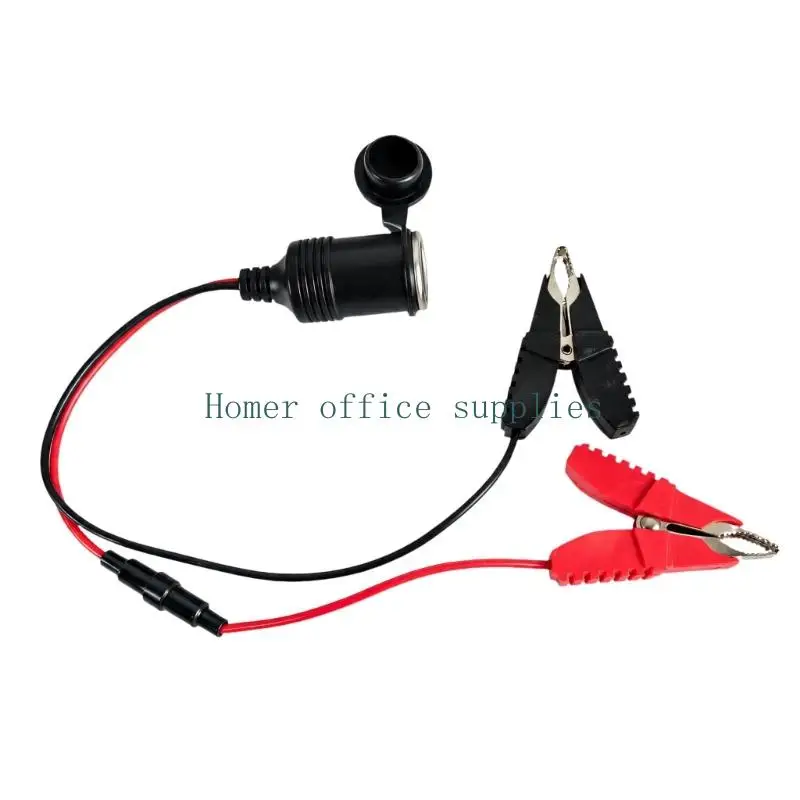 K43B 10A Battery Clamp to Female Accessory Receptacle Cable, 12V 16AWG Connection with Polarity Marking for Small Vehicle