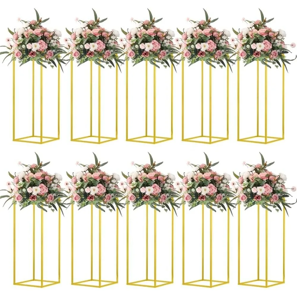 

10 pcs Column Vases Gold Centerpieces for Table Metal Flower Stand Gold Wedding Centerpieces for Tables Party Floral Stands.