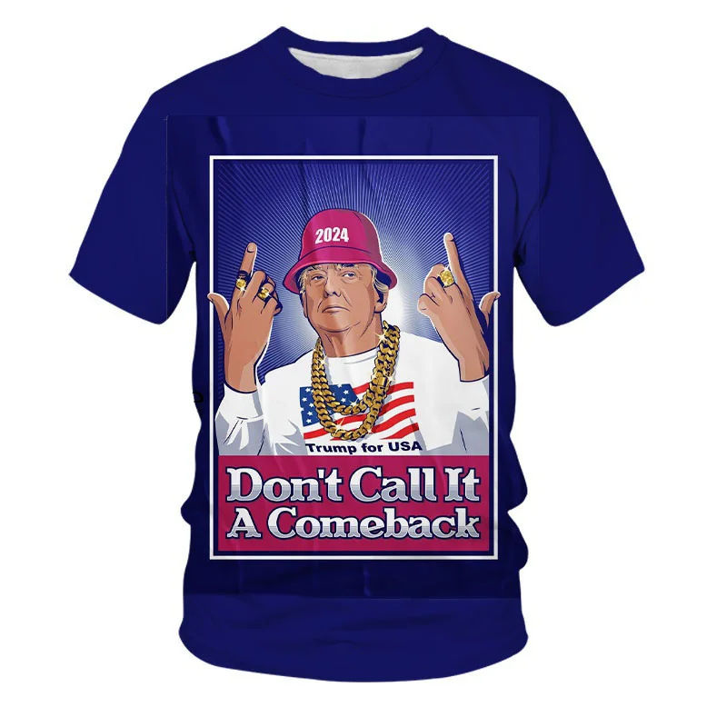 Moda Donald Trump 3d Stampa T-shirt 2024 Supporto presidenziale Divertente Trump Grafica a maniche corte T-shirt allentata Street Tops Tees