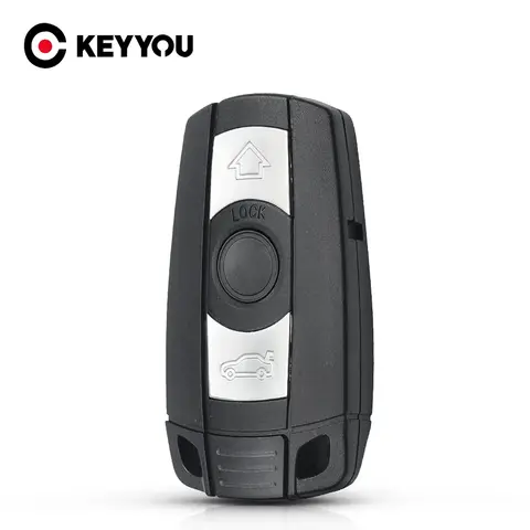 KEYYOU 원격 3 버튼 자동차 키 쉘 케이스 BMW 1 3 5 6 시리즈 E90 E91 E92 E60 용 스마트 블레이드 Fob 케이스 커버