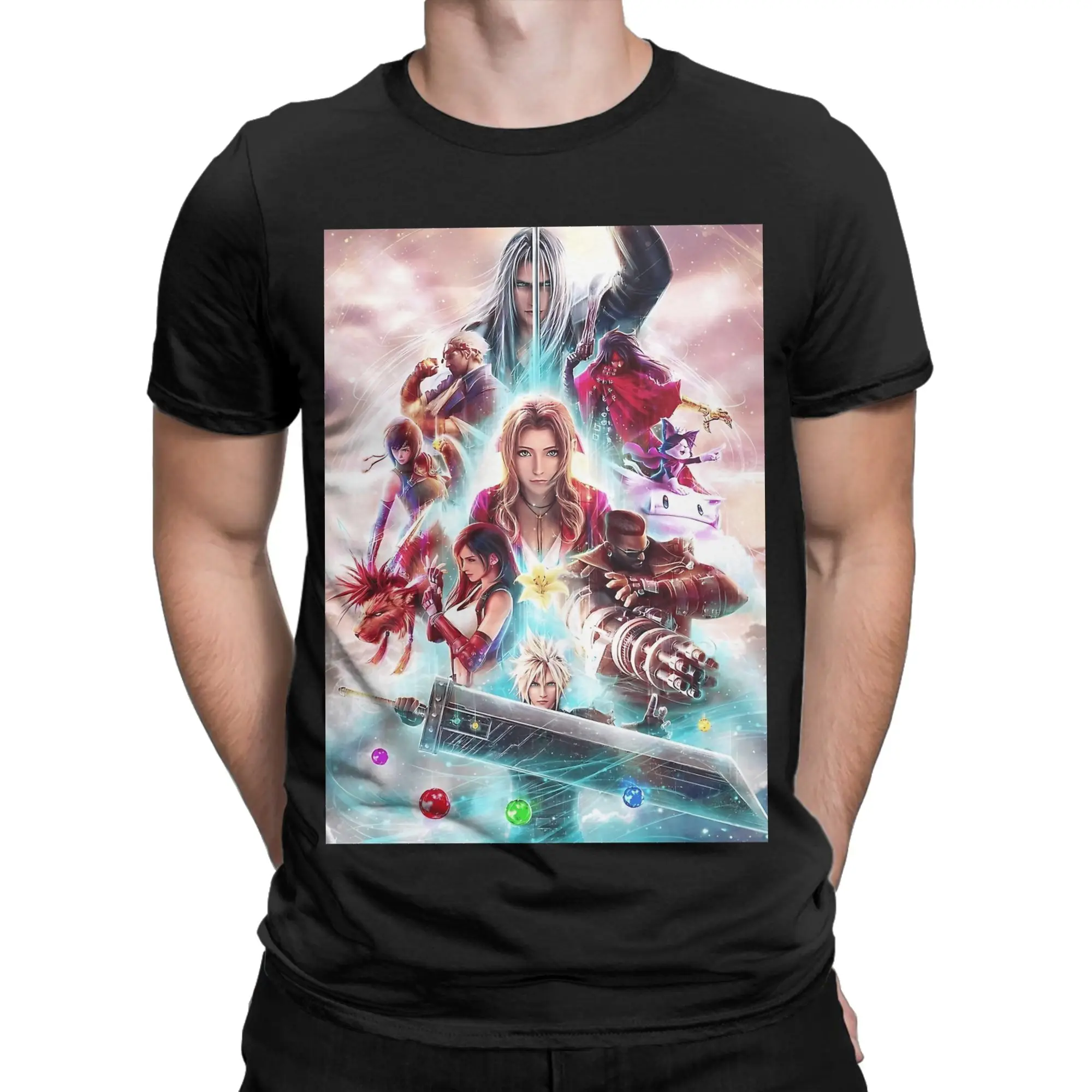 VII Remake Graphic 100% Cotton T-Shirt fFinal Fantasy Tops Tees For Men