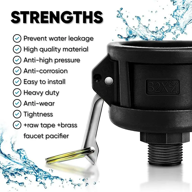 Limited Stock-FF IBC Tote Fittings For 275 330 Gallon Tote Tank-2 Inch Cam Lock Fittings-For 3/4 Inch Male Garden Thread IBC Tot
