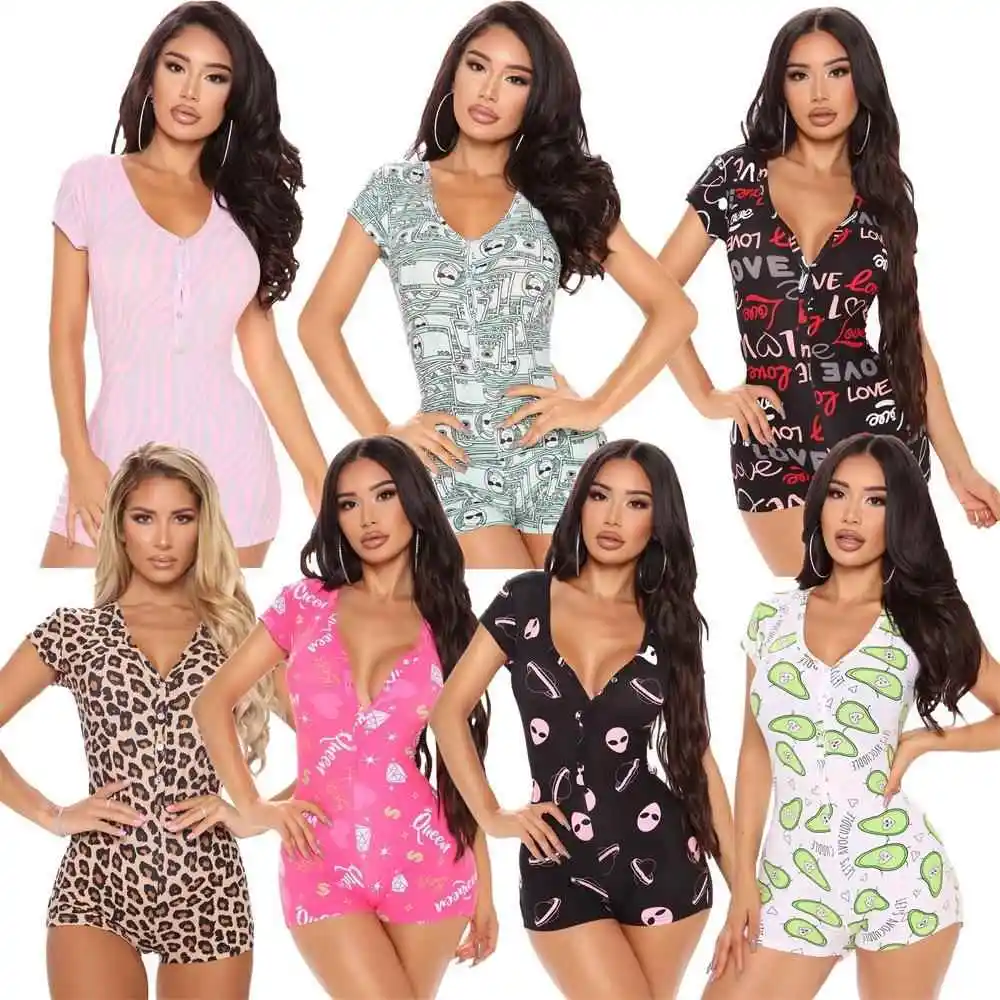 

Casual Home Printed Women's Romper Suits Elegant Style Tight Fit Natural Waist Other Fabric Mid-aged Women Other 100% Material
