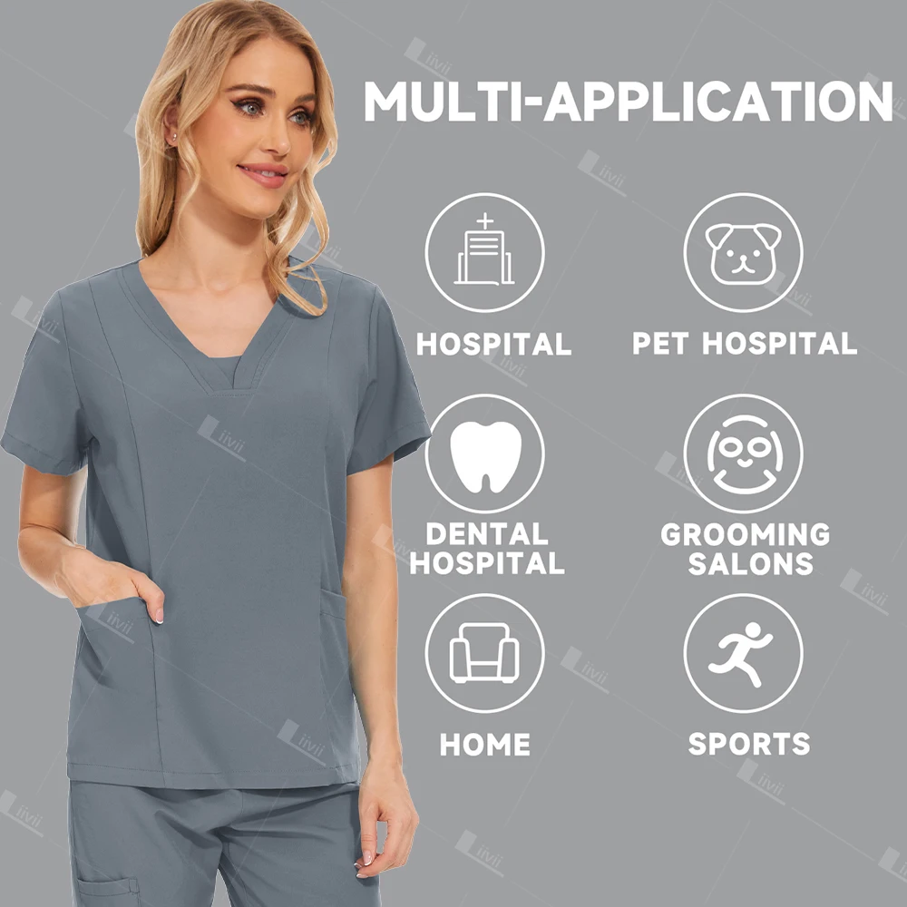 Uniformes quirúrgicos para mujer, conjunto de ropa de trabajo para enfermera médica, salón de belleza, Top de pantalones, Spa, médico, enfermería, traje clínico