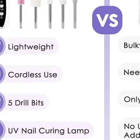Cordless USB Rechargeable Electric Nail Drill Machine 5 Speed LCD Display Low Noise With 5 Grinding Bits Built-in UV Lamp Kit