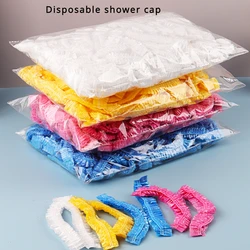 Disposable Plastic Shower Cap Colorful Disposable Food Cover Fresh-keeping Bag Hotel Hair Dye Elastic Shower Cap for Bath Sauna