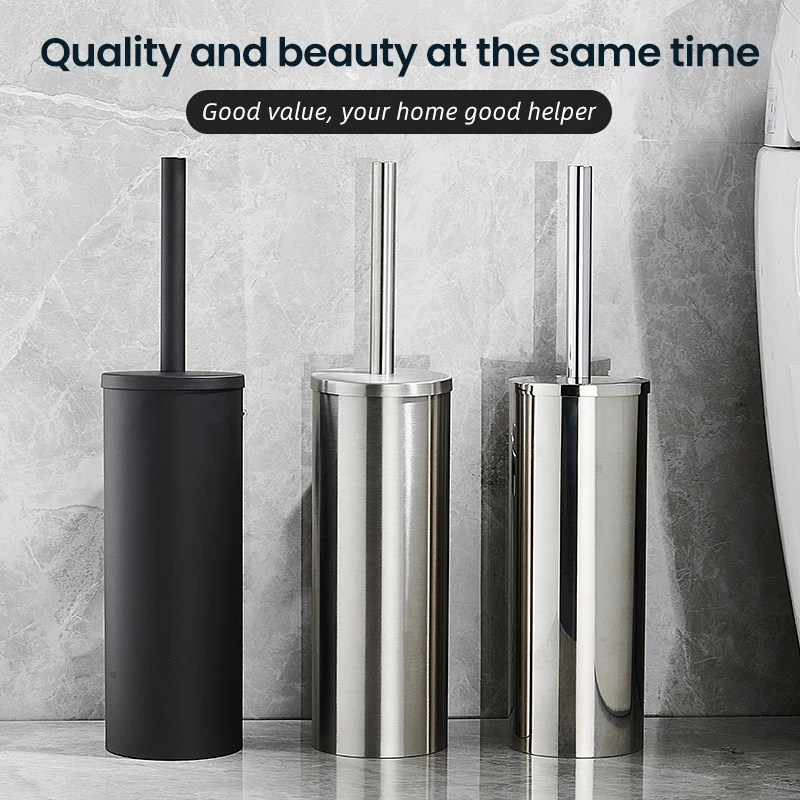 Stainless Steel Bathroom Toilet Brush Holder Accessories Black Toilet Brush Wall Mounted WC Cleaner Brush FR07