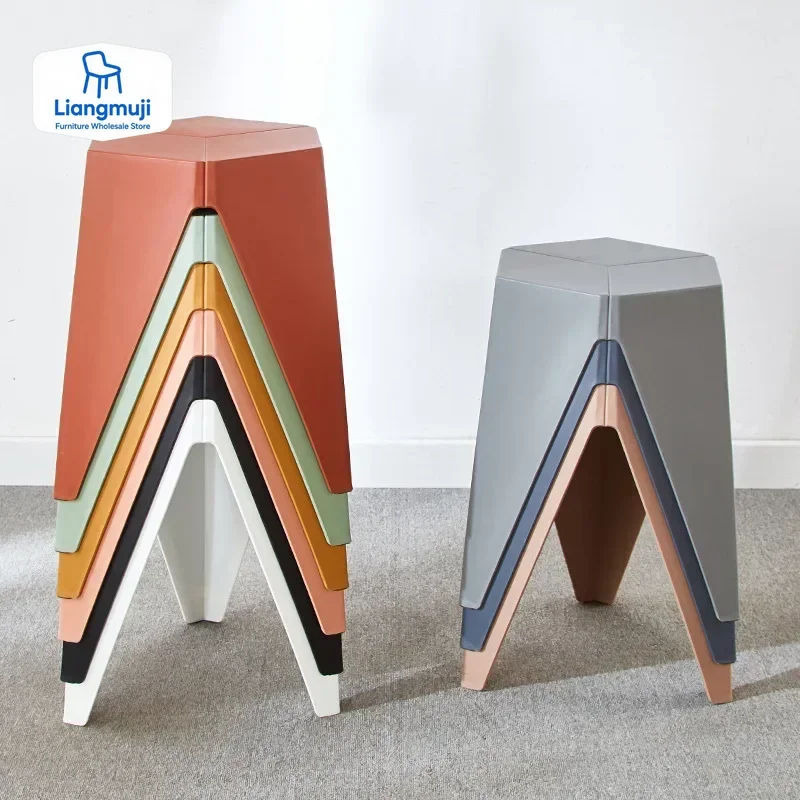 Modern Creative Household Simple Dining Stool Thickened Stackable Dressing Stool Light Luxury Fashion Plastic stool chair silla