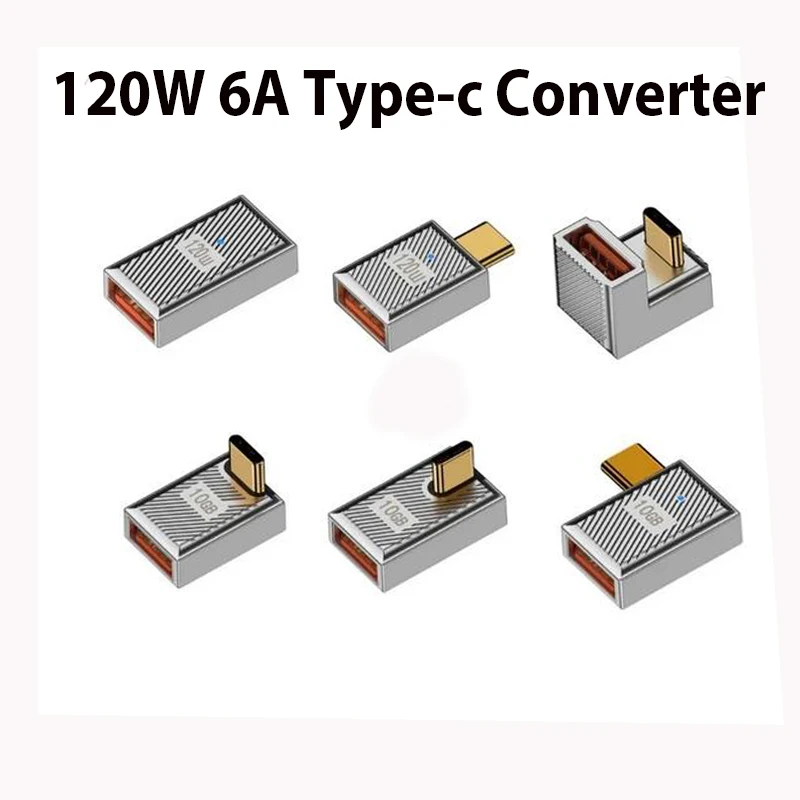 USB3.1 ToType-C Mechanical Armor Adapter 120W 6A PD Decoy Fast Charge converter 10GBps For Tablets Laptops