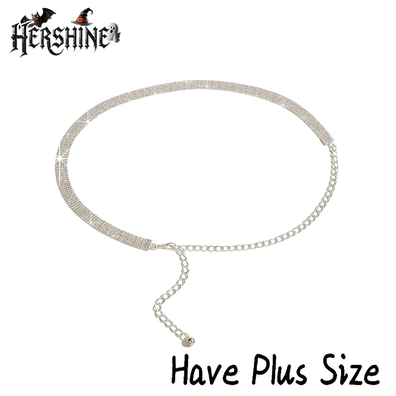 HERSHINE 1pcs Women's Fashion Silver Rhinestone Waist Necklace Suitable for Matching Dresses Suitable for Party，spring，summer