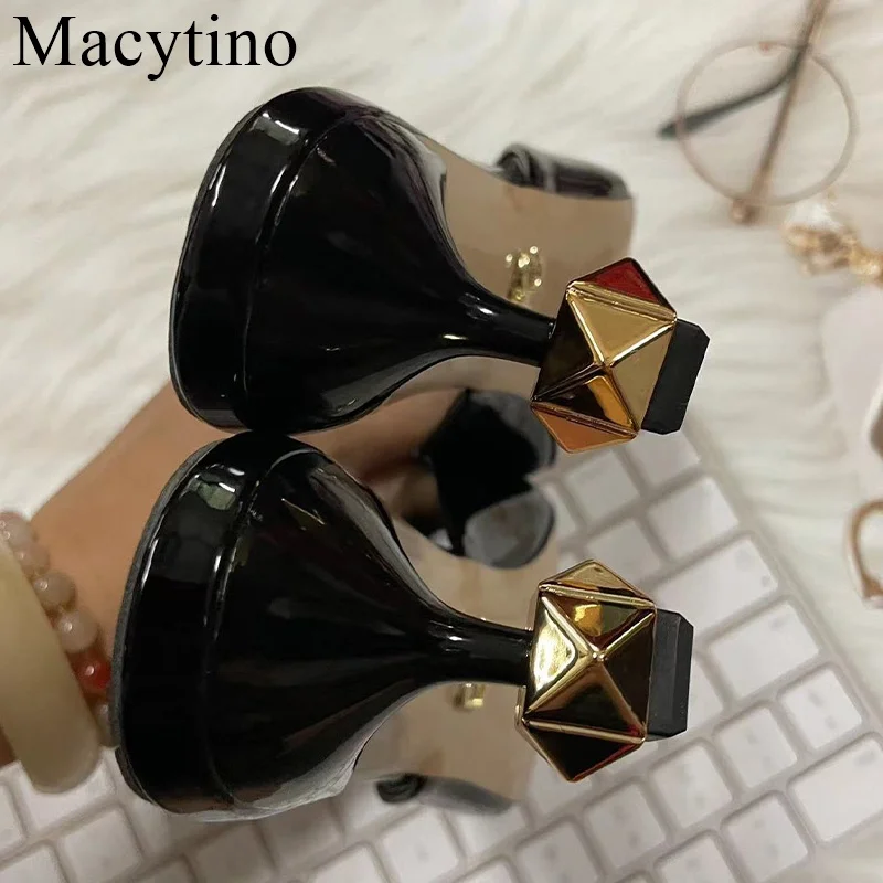 2024 Summer Rose Flowers High Heel Patent Leather Sandals Plus Peep Spout Women  Slippers Big Size