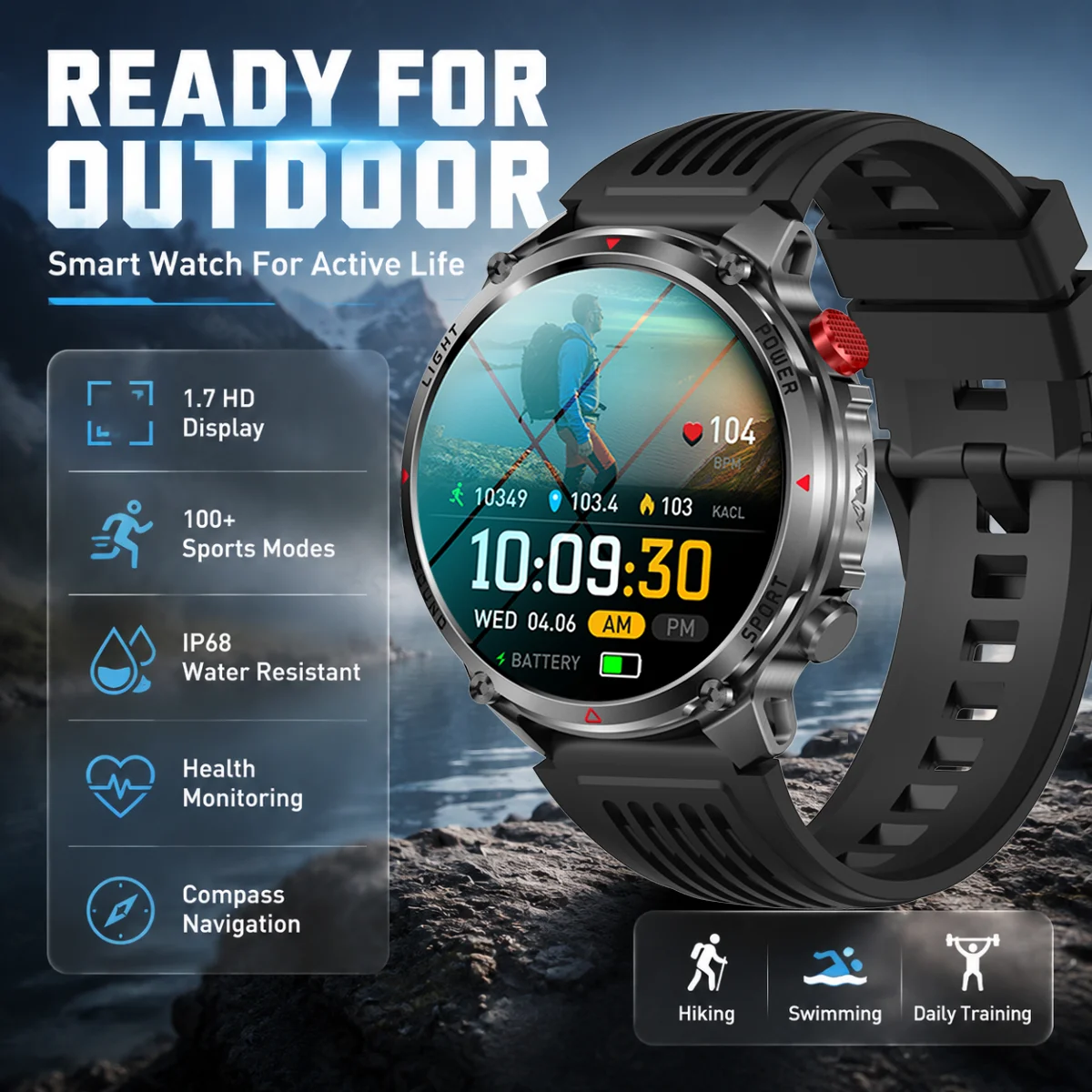 New T-RX4 Ultra Smart Watch For Men IP68 Waterproof 1100mAh Battery LED Flashlight Outdoor Compass 100+ Sports Smartwatch Men