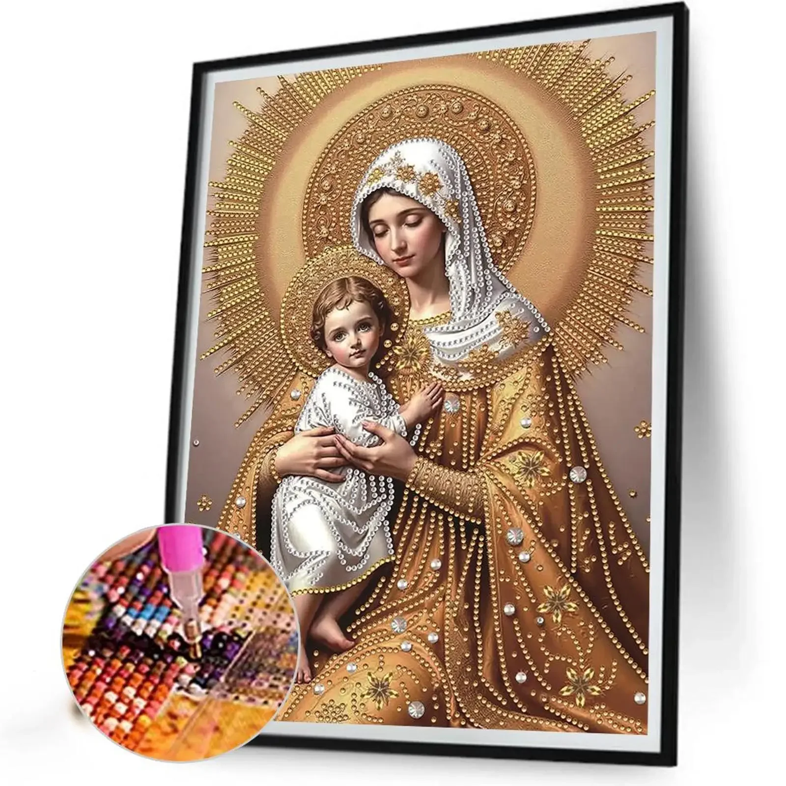 

5D DIY Partial Special Shaped Drill Diamond Painting Kit Marian Decor 30x40cm