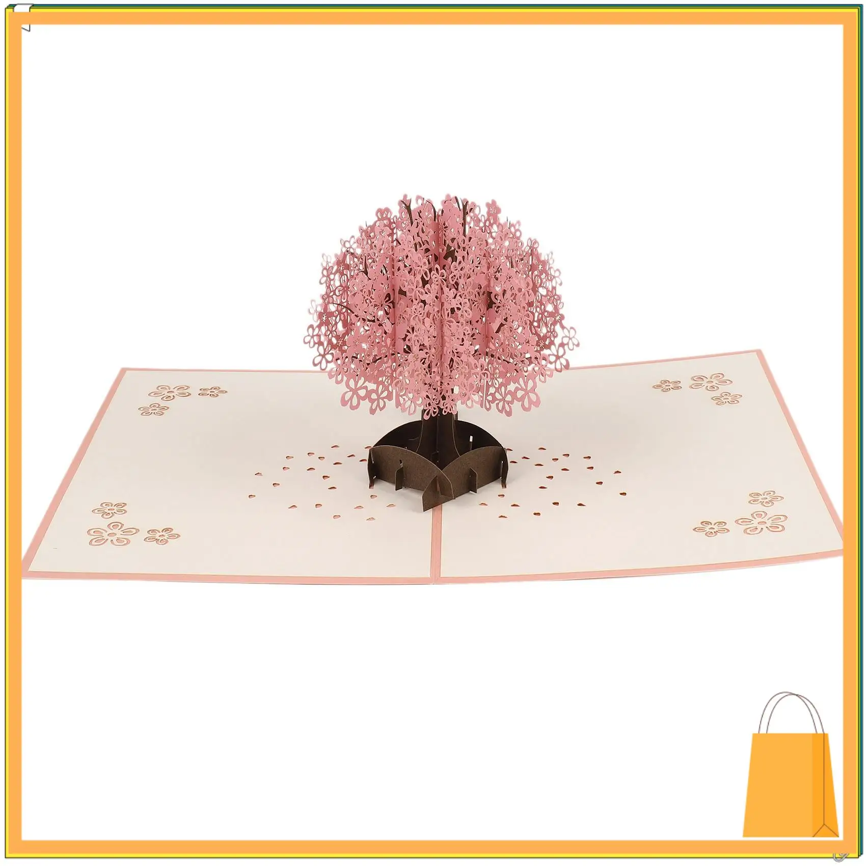 

L52A-2X Handmade Up Romantic Birthday, Anniversary, Dating Card Cherry Blossom Tree With Couples