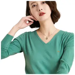 New Brand Summer Women Jersery Cotton Harmont Long Sleeve V-Neck Sweaters Long Sleeve Blaine Embroidery Soft Breathable