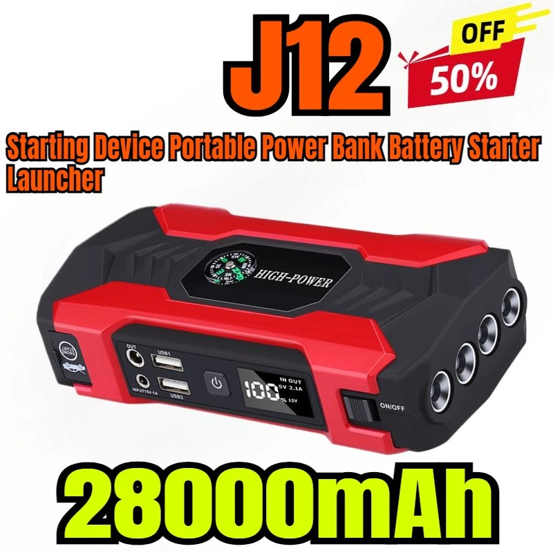 28000mAh Car Jump Starter J12 Starting Device Portable Power Bank Battery Starter Launcher For Car Booster Articles