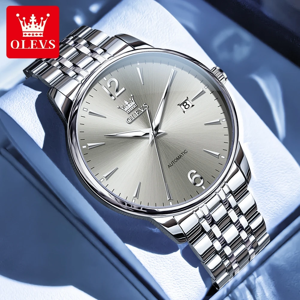 OLEVS 6741 Luxury Men Original Fully Automatic Mechanical Watch High Quality Stainless Steel Waterproof Luminous Men Watch Gift