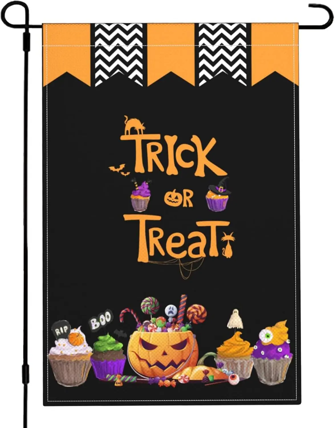 Halloween Garden Flag 12 x 18 Inch, Jack-o'-lantern Halloween Decoration Flags Double Sided Small Yard Flag for Outdoor Indo