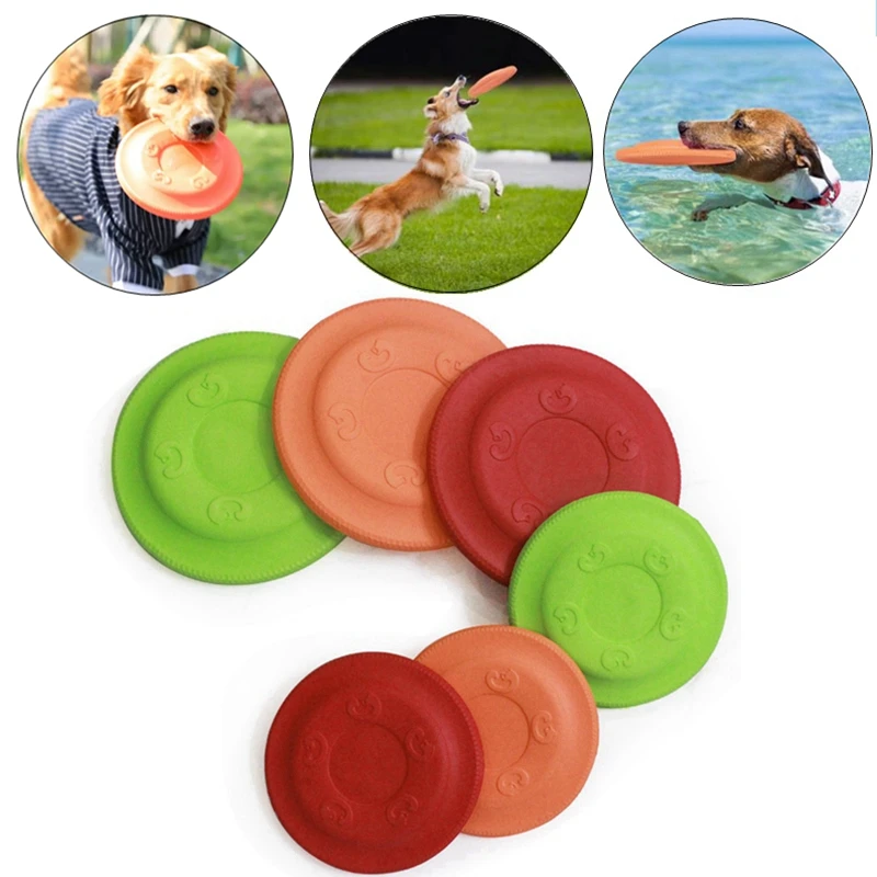 17.5/22cm Pet Dog Flying Disk Toy Silicone Dog Toy Dog Game Flying Discs Resistant Chew Puppy Training Interactive Pet Supplies