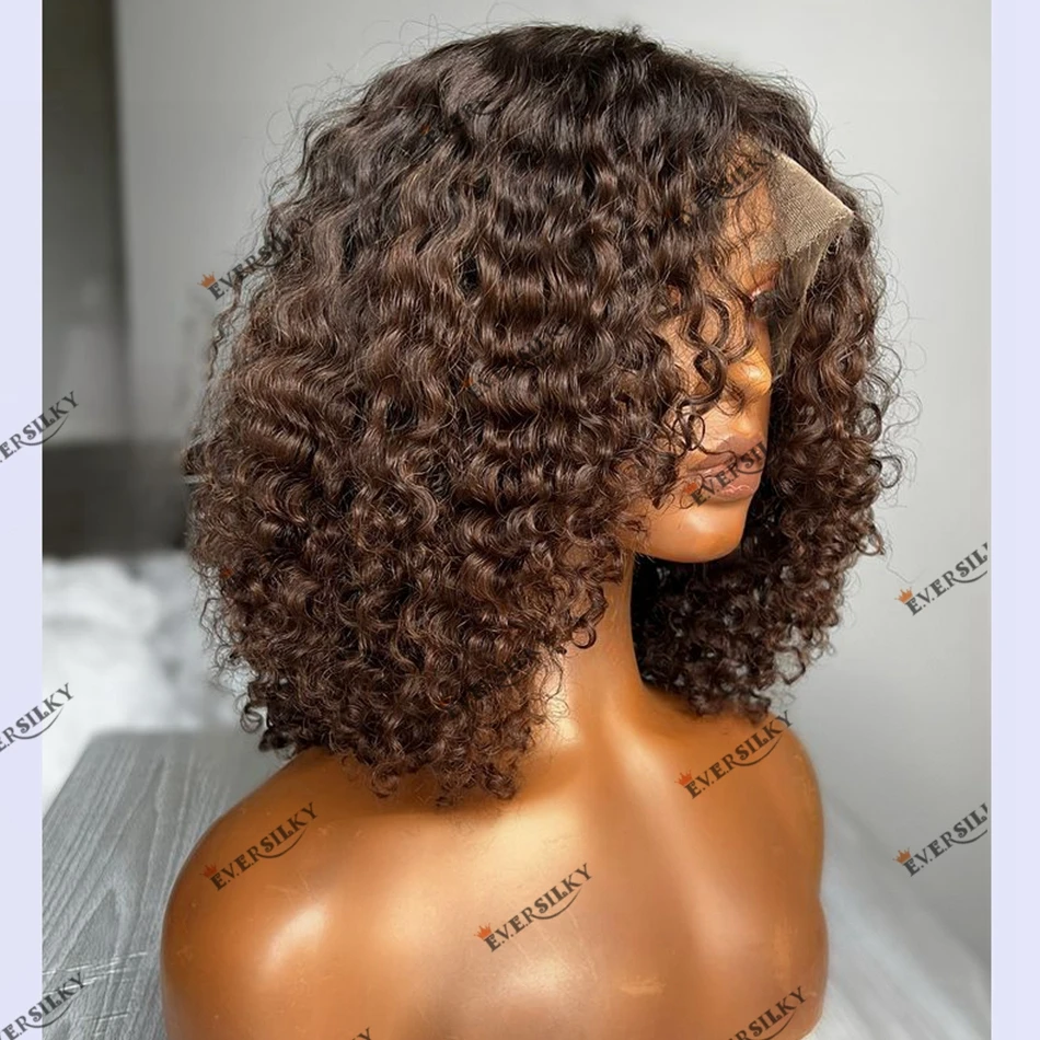 

Ombre Brown Natural Human Hair Kinky Curly Black Women Lace Front Wig 360 Lace Frontal Wig Peruvian Remy Hair 1x4 U Part Wig