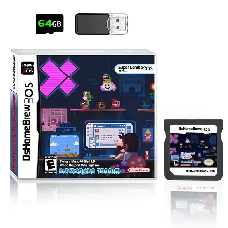 Nieuwe DS Card 7800 in 1 Cartridge Multi voor NDS NDSL NDSi 3DS 2DS Lite Engels met Simulator Game GBA NES Pce Roms Console Tool