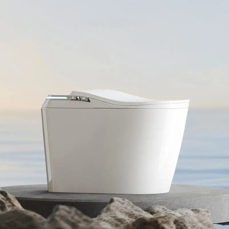 

Унитаз напольный с S-образным/P-образным сифоном, двойным смывом, автоматической дезодорацией и сенсорным смывом ноговым датчиком для ванной комнаты