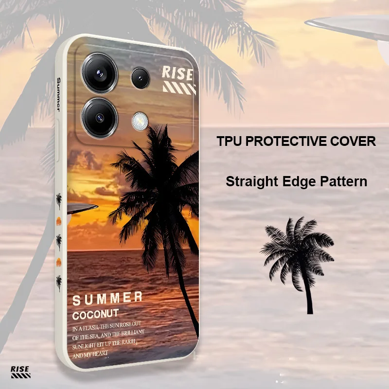 الصيف جوز الهند قضية الهاتف ل Xiaomi Poco F7 X7 X6 F6 M6 M5 M5S F5 X5 F4 X4 M4 F3 M3 X3 Pro 4G 5G GT غطاء سيليكون