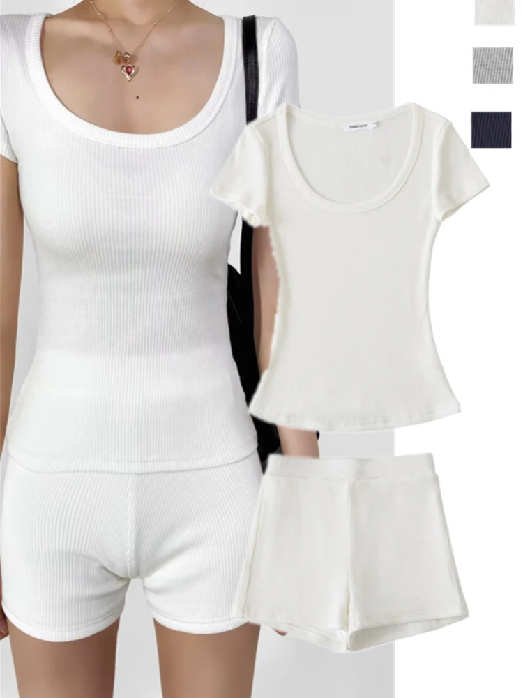 

Ele Вязаный комплект из двух предметов Slim Fit ort Sve Base T irt Bodycon с внутренними брюками Pure Desire Faion Sle