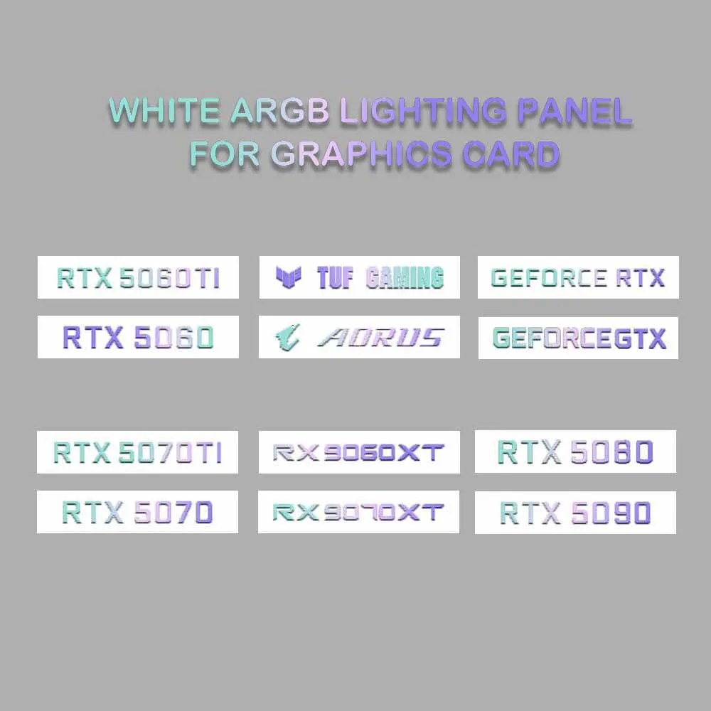 Panel oświetleniowy AURA SYNC ARGB RX9070/9060XT GPU do TUF AORUS GEFORCE GTX ROG 5060 5070ti 5080 5090, biały, dekoracja PC — zdjęcie produktu 4