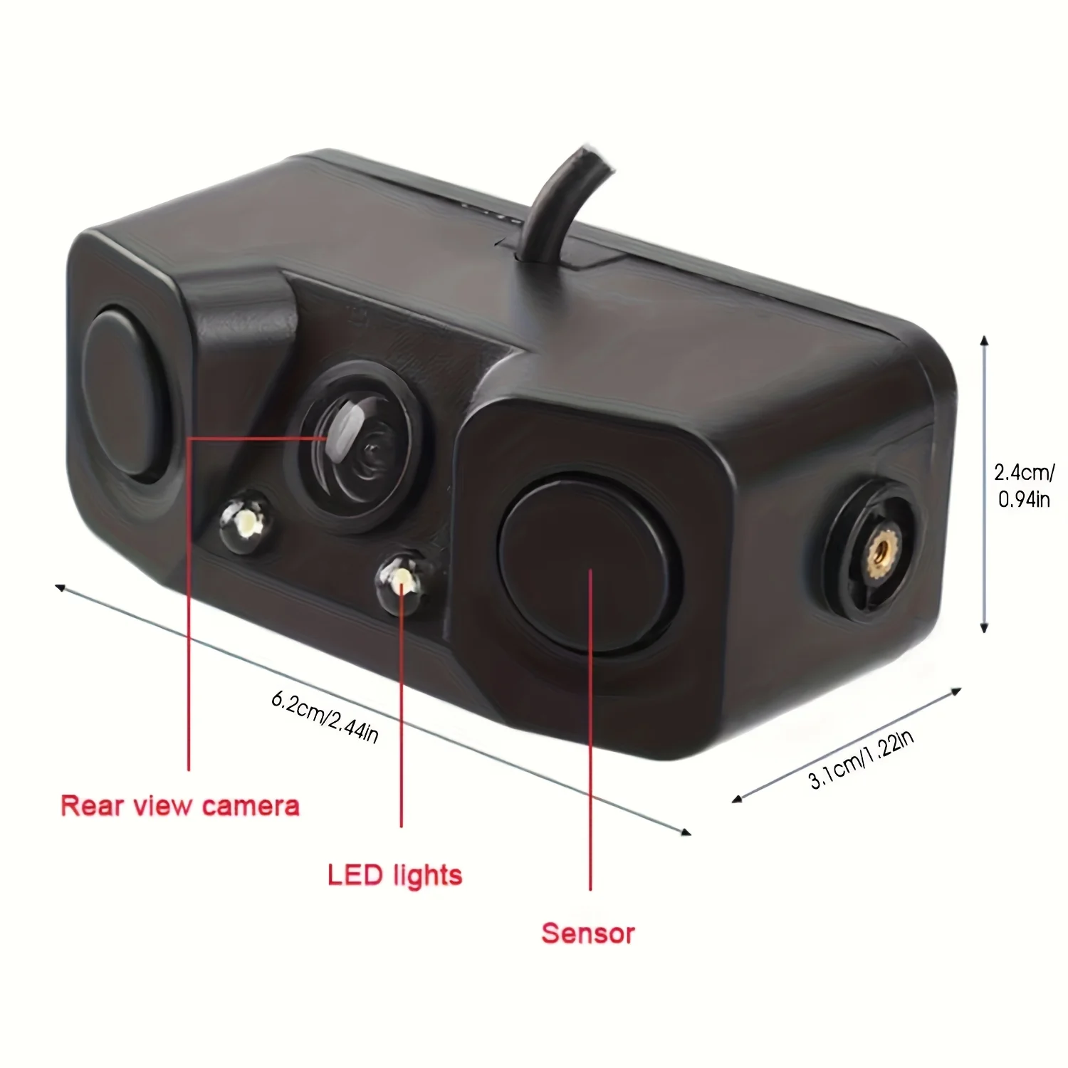 Universal Accessory 3in1 170° Car Visual Reversing Rear View Camera with Backup Radar Parking Sensor