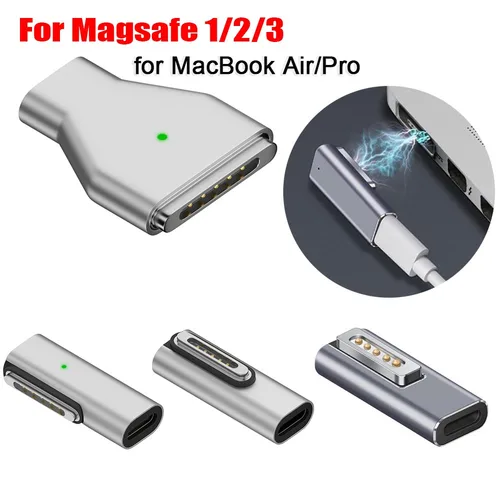 C타입 마그네틱 USB PD 어댑터, 애플 맥세이프 1, 2, 3, 맥북 에어 프로 고속 충전, USB C 암 자석 플러그 변환기 