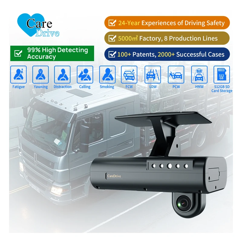 CareDrive AI Dashcam for Car 1/2/4 Channels Real-time Monitoring Forward Collision Warning 1080p Video Recorder Dahcam ADAS