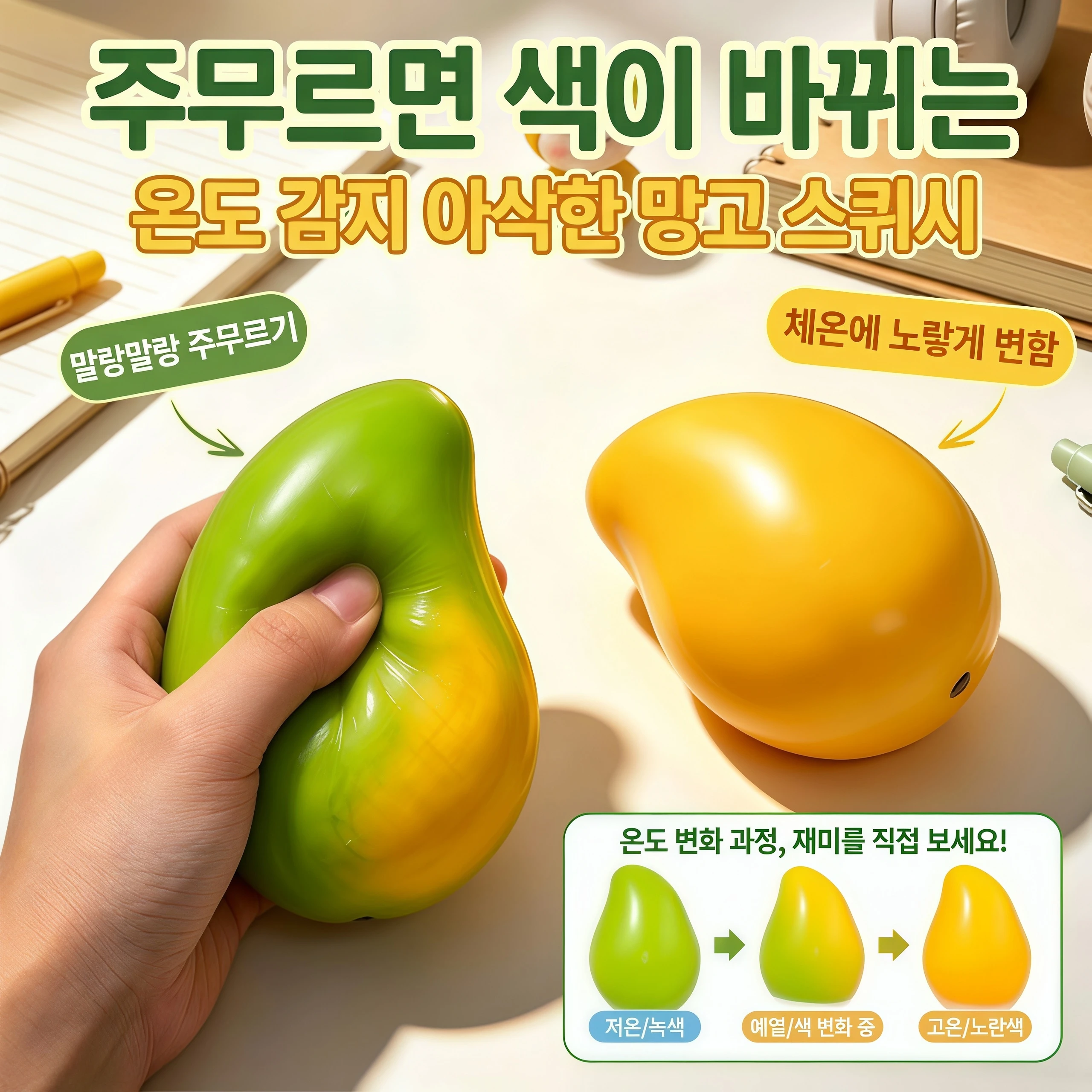 Color Changing Mango Crunchy Squishy Fidget Sensory Toy ASMR Squeeze Stress Relief Ball Blocks Filled Decompress Hand-Made Ball