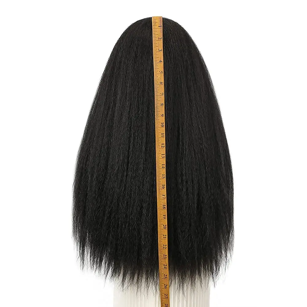 28-32Inch Synthetic Kinky Straight Headband Wig for Black Women Yaki Straight Wigs with Black Kinky Afro Wigs Daily Party Use