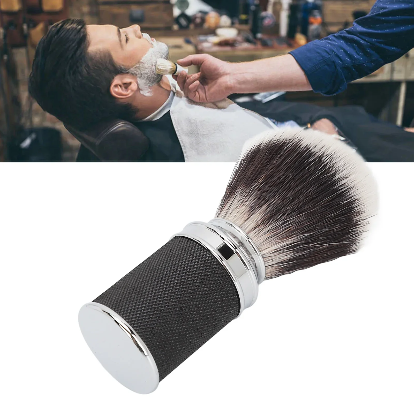 Spazzola schiumogena per sapone crema per barba da uomo Spazzola per pulizia professionale per parrucchiere domestico in nylon per tagliare la barba