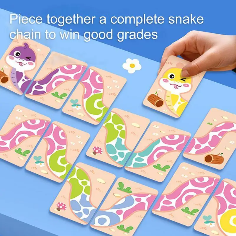Puzzles en papier pour enfants, défi de chaîne de serpent, dessin animé interactif, activités d'apprentissage préscolaire, jeux de fête en famille pour enfants de 3 ans